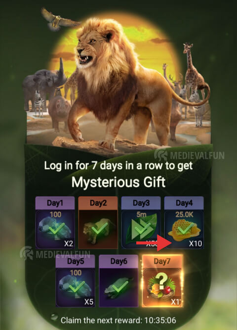 7-day sign-in rewards in Beast Lord: The New Land