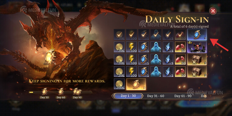 Daily Sign-in rewards preview
