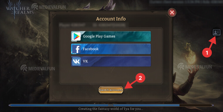 How to connect Watcher of Realms pc version to existing account