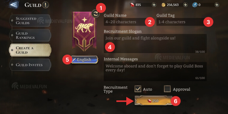 How to create a guild in Watcher of Realms