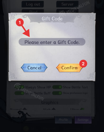 How to Redeem Madtale Gift Codes - Step 2
