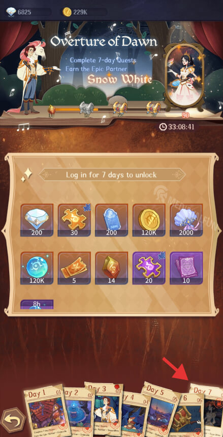Ouverture Dawn - 7th-day rewards preview