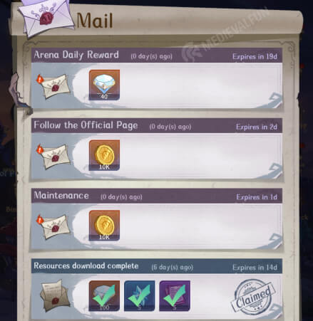 Mail rewards demo (collected and uncollected )