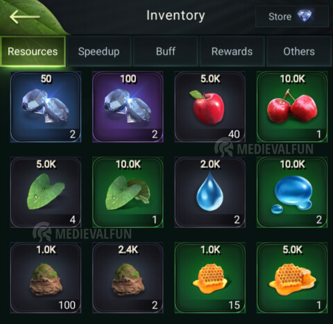 Resources in the inventory Beast Lord: The New Land
