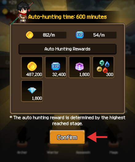 Auto-hunting rewards