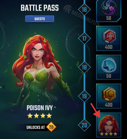 Battle Pass rewards including a free character
