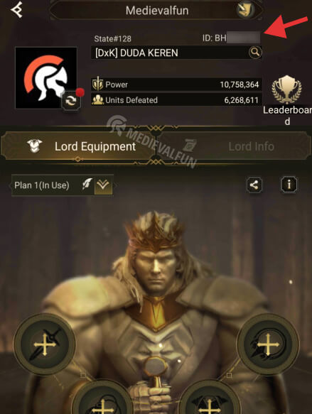 How to find user ID in Rise of Empires: Ice and Fire, step 2