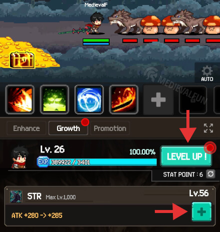 Upgrading the character in Slayer Legend