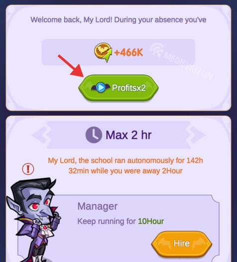 How to double offline rewards in Idle Vampire