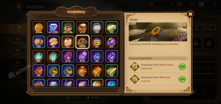 Resources Inventory in Fortress Saga