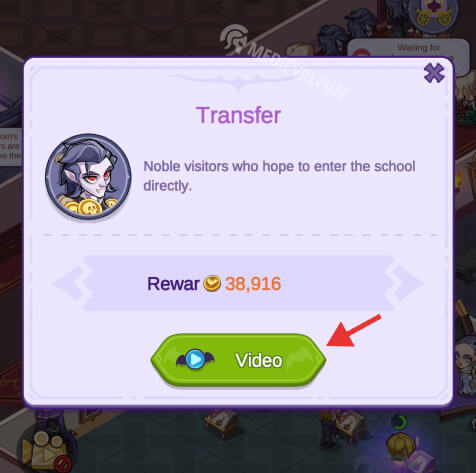 The Transfer offer and its gold reward in the Idle Vampire mobile game