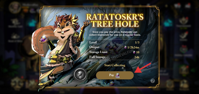 Hiring Ratatoskr to collect diamonds in Lost: Realm Chronorift