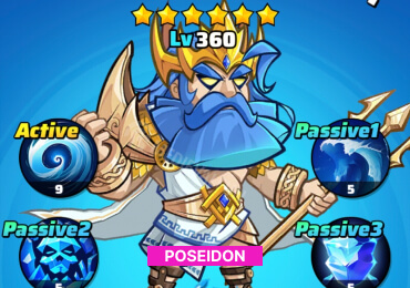 Poseidon, the best hero in Mythic Summon: Idle RPG