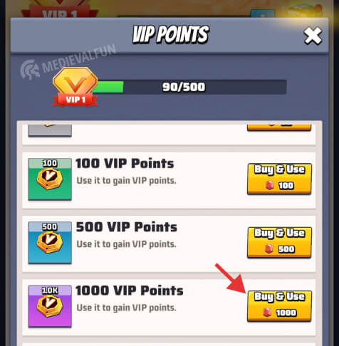 Exchanging gems for VIP Points in Last War: Survival Game