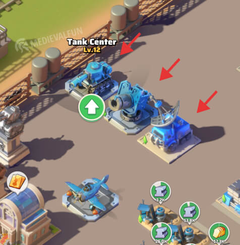 The 3 hero centers (with the Tank Center level 12) in Last War Survival