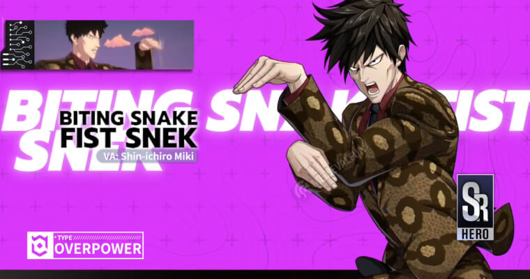 Biting Snake Fist Snek, a C-tier character in One Punch Man World