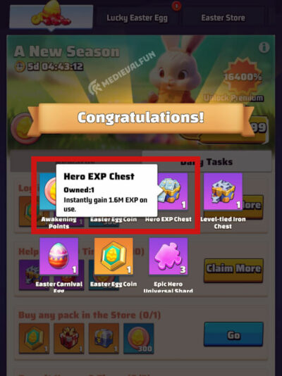 Collected Hero EXP chest during the Easter event in Last War: Survival Game