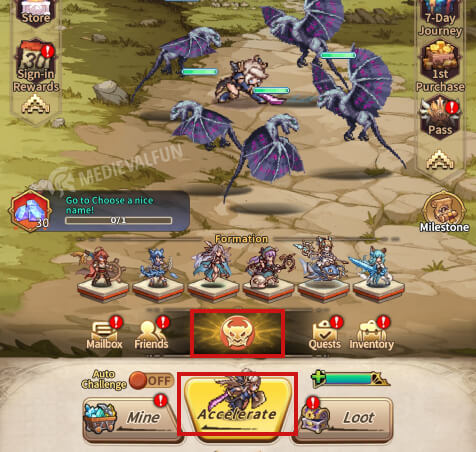 how to accelerate battle and challenge the stage boss