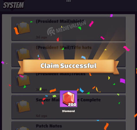 200 Red Diamonds earned by opening System mailbox rewards in Last War: Survival Game
